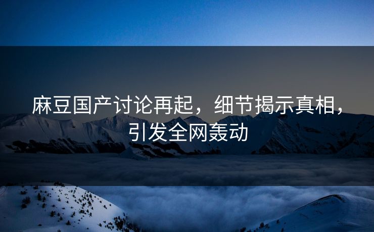麻豆国产讨论再起,细节揭示真相,引发全网轰动